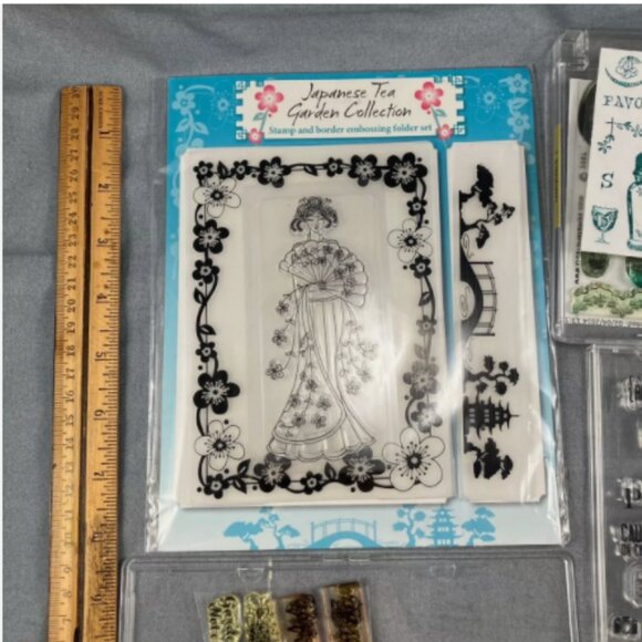 Lot 6 Clear Polymer Rubber Stamp Set Words Xmas Alphabet Japan Garden Birthday - Picture 4 of 5